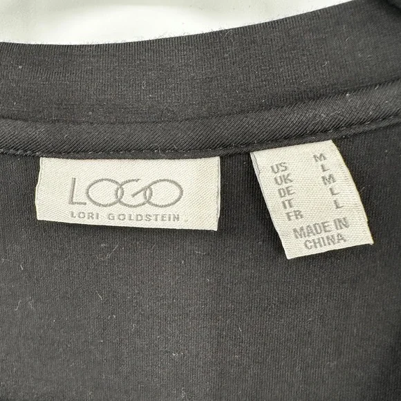 LOGO Lori Goldstein Black Cardigan Floral Devore Velvet Side Burnout Size Medium - Picture 3 of 8